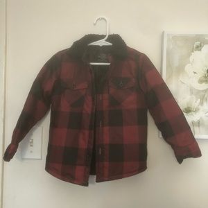 Burgundy and black boys jacket with black sherpa collar size 3T